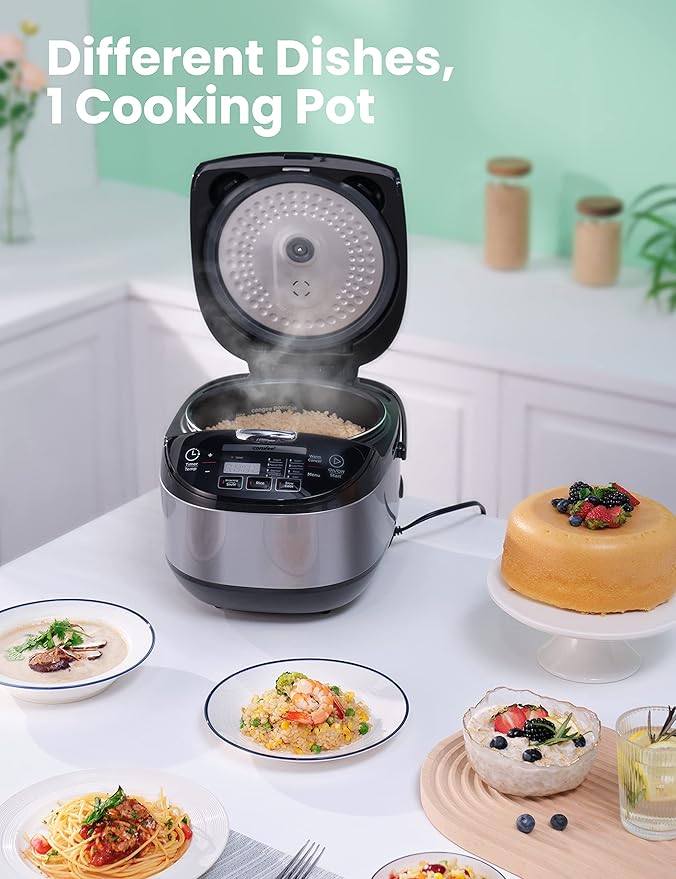 COMFEE' Rice Cooker, Japanese Large Rice Cooker with Fuzzy Logic Technology, 11 Presets, 10 Cup Uncooked/20 Cup Cooked, Auto Keep Warm, 24-Hr Delay Timer