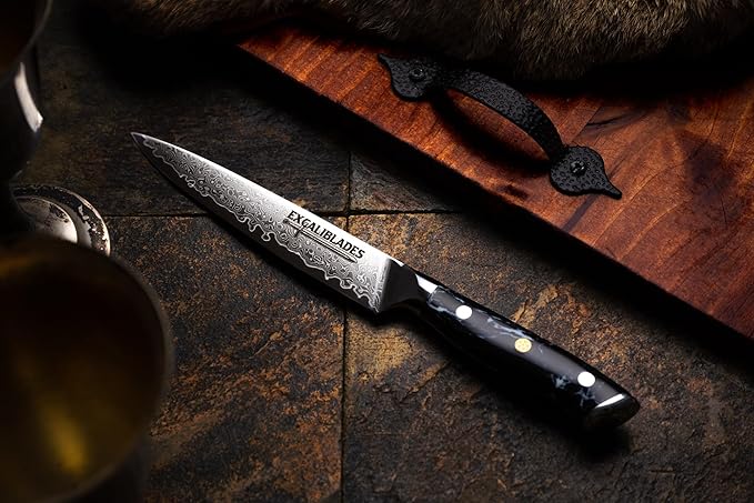 Utility Knife 6 Inch – VG-10 Damascus Stainless Steel, Razor Sharp, Full Tang, Ergonomic G10 Handle – Multipurpose Kitchen Knife for Meat, Vegetables, Fruits – Durable, Dishwasher Safe