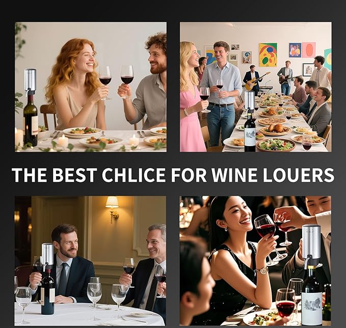 Rechargeable Wine aerator Electric Wine Decanter, Automatic Wine Dispenser withStorage Base,Two Modes:long press to continuously Dispense wine/single press to Dispense75ml of Wine