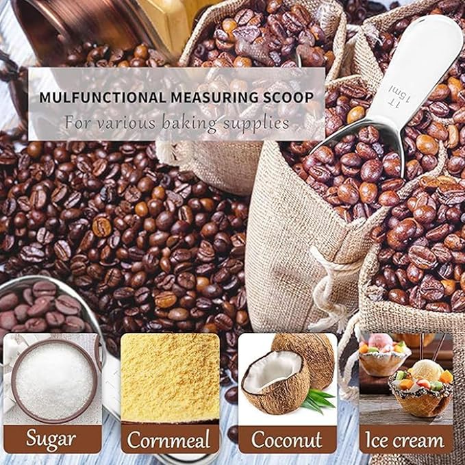 4-Pack Coffee Scoop – 1 Tablespoon (15ml) Stainless Steel Measuring Spoons, Compact Short Handle for Ground Coffee, Tea, and Powder