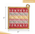 Maison d' Hermine Pot Holders Set 100% Cotton Heat Resistant Potholders 8" x 8" Hot Pads with Loop BBQ, Cooking, Baking, Grilling, Kitchen, Handling Hot Pans (Pack of 2, Sofia)