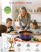 Nuwave Essential Series 5PC Ceramic Cookware Set PFAS-Free, G11 Duralon Blue Coating, Pots and Pans Set Non Stick, Diamond Scratch-Resistant,Stay-Cool Handle, Metal Lid,Induction Ready,Dishwasher Safe