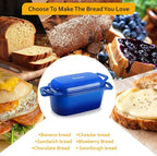 Velaze 3.6QT Dutch Oven for Bread Baking,Oval Cast Iron Enameled Bread Oven Pan with Lid and Offset Handles,Oven Safe to 500°F for Homemade Sourdough Bread(Blue)