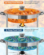 Garvee 4 Pack Chafing Dishes for Buffet, 5 QT Round Buffet Servers and Food Warmer Set with Lid, Stainless Steel Chafers for Catering Parties Wedding Banquet, Silver