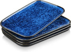 vancasso Stern Serving Platters Set of 4, 11 Inches Rectangular Ceramic Serving Plates, Blue Serving Trays for Entertaining