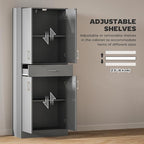 HOMCOM 71" Kitchen Pantry Cabinet with Drawer and Adjustable Shelf, Freestanding Tall Storage Cabinet with 2 Double Door Cupboards, Gray