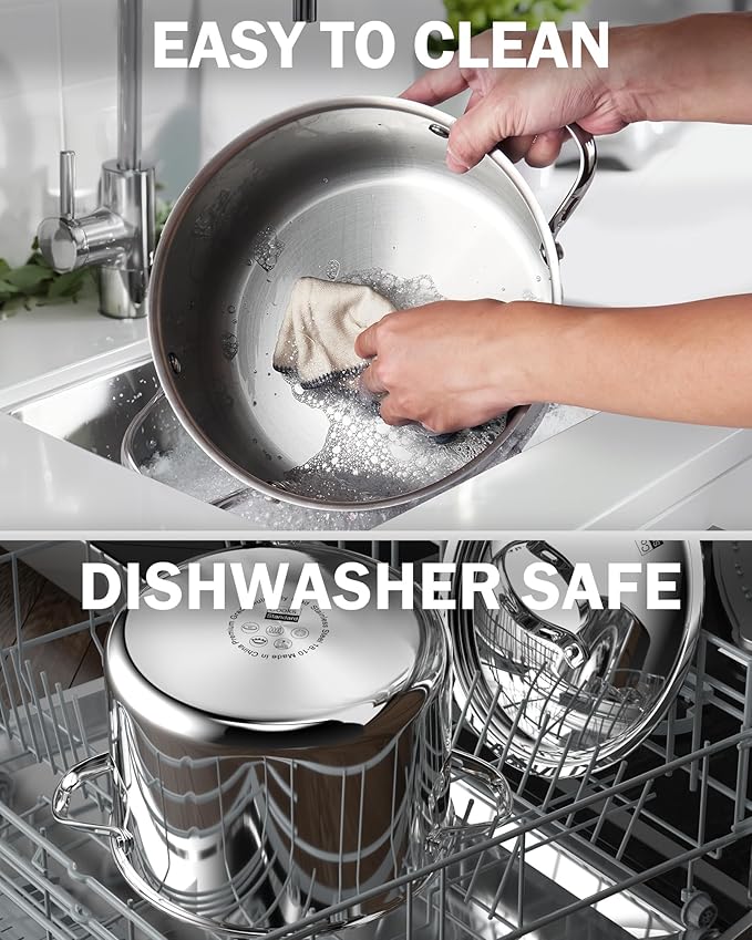 Cooks Standard Multi-Ply Clad Stainless Steel Stock Pot, 6-Quart Pasta Cooking Canning Pot with Lid, Deep Stockpot Induction Cookware