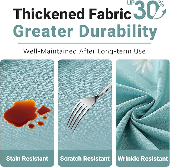 Laolitou Table Cloth Rectangle Linen Waterproof Textured Blue Tablecloth, Washable Wrinkle Free Spill Proof Fabric Tablecloths for Dining Table Farmhouse Kitchen Holiday, 60x120 Inch