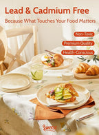 Sweese Porcelain Dinner Plates Set - 10 Inch Beige Round Dishes, 6-Pack, for Salad Serving, Scratch Resistant, Oven, Microwave Safe