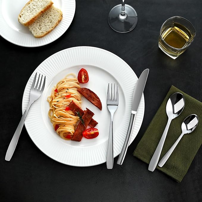 Silverware Set, 30-Piece Flatware Set Cutlery Set Premium 18/10 Stainless Steel,Including Steak Knife Fork and Spoon,Dishwasher Safe,for Home Kitchen Restaurant Wedding