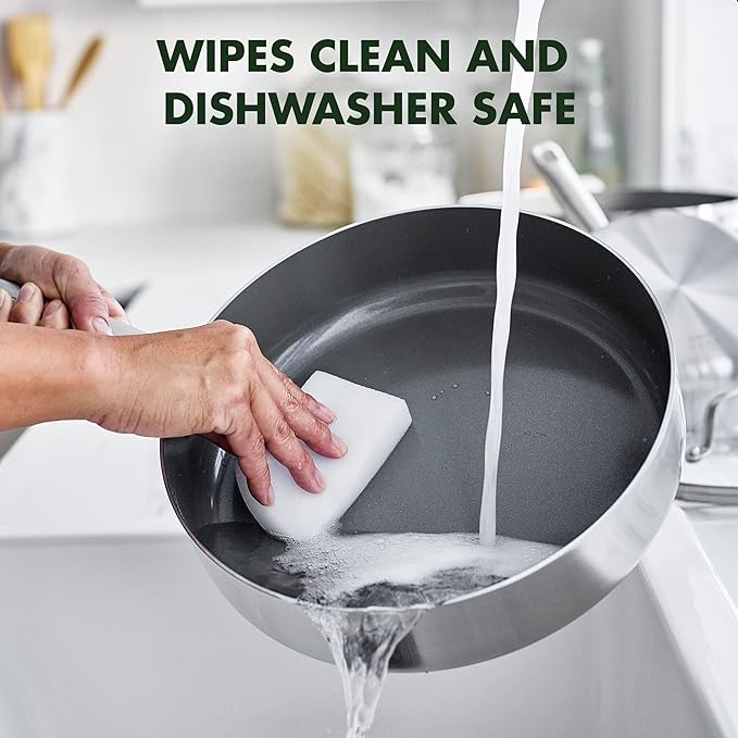 GreenPan Chatham Tri-Ply Stainless Steel 12 Piece Cookware Set, PFAS-Free Pots and Pans, Multiclad, Induction Ready, Fry Saute Sauce Pans, Stockpot, Dishwasher Safe, Oven & Broiler Safe, Silver