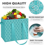 WISELIFE Reusable Grocery Bags [2 Pack],Large Grocery Tote Bag Water Resistant Shopping Bags Foldable Grocery Bag for Clothes,Shoes and Picnic,Green