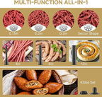 AAOBOSI Meat Grinder Electric, [3000W Max] Meat Grinder Heavy Duty with 2 Stainless Steel Blades & 4 Grinding Plates, Sausage Maker & Kibbe Kit for Home Kitchen Using