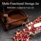 Glass Jars with Airtight Wood Lids - 25 oz Small Kitchen and Pantry Storage Containers, Canisters for Chia Seed, Ground Coffee, Sugar, Spice, Salt, Salad, Matcha, Set of 2