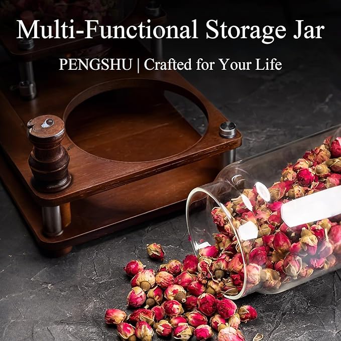 Glass Jars with Airtight Wood Lids - 57 oz Large Kitchen and Pantry Storage Containers, Canisters for Spaghetti, Noodles, Pasta, Ground Coffee, Sugar, Cereal, Set of 2