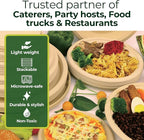 Dtocs Bamboo Fiber Plates 10 Inch Round (50 Pcs) | Bamboo Plate Disposable Dinnerware Set for Party, Dinner, BBQs, Wedding | Sustainable Platter for Hot, Cold Food | Alt to Plastic, Wood, Paper Plates