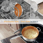 Duxtop 17PC Professional Stainless Steel Induction Cookware Set, Stainless Steel Ceramic Nonstick Pan Set, Impact-bonded Technology, FUSION Titanium Reinforced Ceramic Coating, Copper