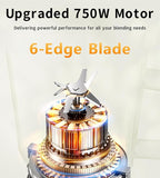 Smoothie Blender, Facelle Countertop Blender for Kitchen, 55 oz Glass blender for smoothies and Shakes, Licuadora, Smoothie maker with touchscreen 3+P Speeds, Cleaning brush ＆ removable SS304 blade