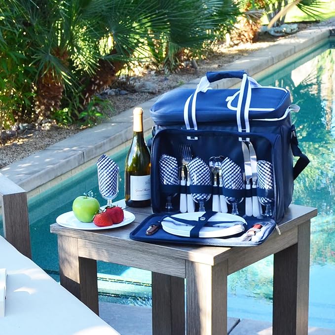 Picnic at Ascot Original Insulated picnic cooler with Service for 4 -Designed & Assembled in the USA