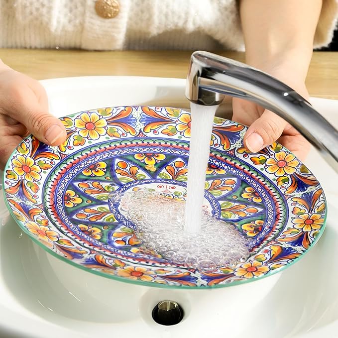 glowworm Salad Plates Set of 6, 8.5 Inch Ceramic Dinner Plates, Colorful Bohemian Dessert Plates Set for Kitchen, Restaurant, Housewarming Gift, Microwave, Oven and Dishwasher Safe