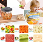 Manual Food Processor Vegetable Chopper, Portable Hand Pull String Garlic Mincer Onion Cutter for Veggies, Ginger, Fruits, Nuts, Herbs, etc., （900ml,Gray-green）