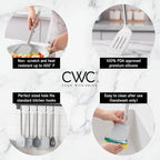 COOK WITH COLOR Silicone Cooking Utensils, Kitchen Utensil Set, Easy to Clean Silicone Kitchen Utensils, Cooking Utensils for Nonstick Cookware, Kitchen Gadgets Set, 5 Pieces, Grey Ombre