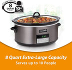 Crock-Pot Large 8-Quart Programmable Slow Cooker with Auto Warm Setting Black Stainless Steel