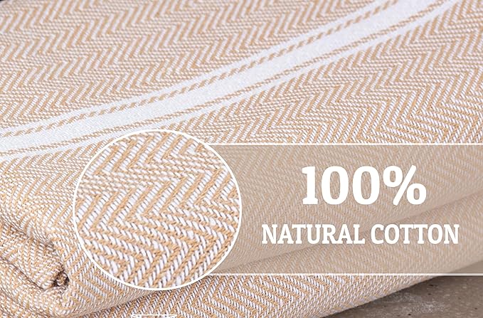 LANE LINEN Kitchen Towels Set - 100% Pure Cotton Dish Towels for Kitchen, Super Absorbent Kitchen Hand Towel, Tea Towels, Soft & Durable Dish Cloths, Pack of 6 – 14”x25”, Beige