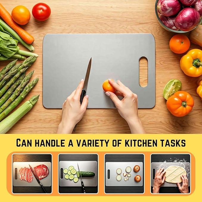 Titanium Cutting Board Set of 3, 2025 New Upgrade 100% Pure Titanium Cutting Boards for Kitchen, Hygiene & Durability Non Stick Chopping Board, 3Pcs Double Sided Cutting Boards (S+M+L)