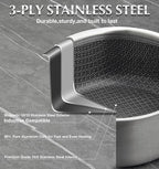 KOCH SYSTEME CS Hybrid Nonstick Stainless Steel Saucepan Set, 1QT & 2QT Triply Stainless Steel Saucepan Set with Hybrid Nonstick Honeycomb Interior, 4-Piece Sauce Pans, Induction Steel Pot Set