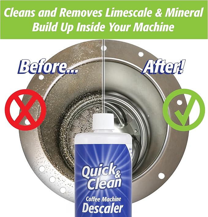 Quick & Clean 32oz. Descaler (8 Total Uses) - Made in the USA - Descaling Solution for Nespresso, Ninja, Delonghi, All Other Coffee and Espresso Machines…