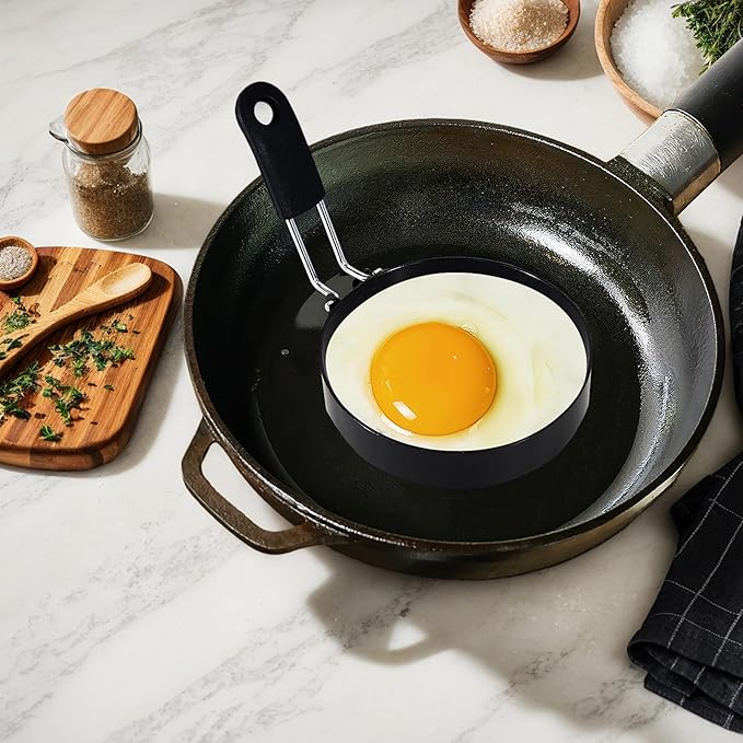 2 packs 3.5'' Egg Rings Set with Silicone Handle, Stainless Steel Egg Cooking Rings,Nonstick，For Frying Eggs and Egg Mcmuffins, Egg Mold For Breakfast