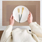 PIGCHCY Placemats Vinyl Washable Table Mats Elegant Non-Slip Placemats for Dinner Table Set of 4 (Champagne)