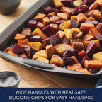 Rachael Ray Nonstick Bakeware Set with Grips, Nonstick Cookie Sheets / Baking Sheets - 3 Piece, Gray with Sea Salt Gray Grips