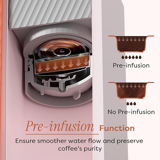 CIARRA Bloombox Compact Single Serve Coffee Maker, 15 Bar Rich Flavor Brew Espresso Coffee Machine for Travel Camping RV Office Home, Easy to use, 6.1oz Stainless Steel Water Tank