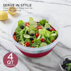 COOK WITH COLOR Collapsible Salad Spinner - 4 QT Space Saving Lettuce Dryer with Folding Collapsible Colander Great for Washing and Drying Fruit and Vegetables (Rose)