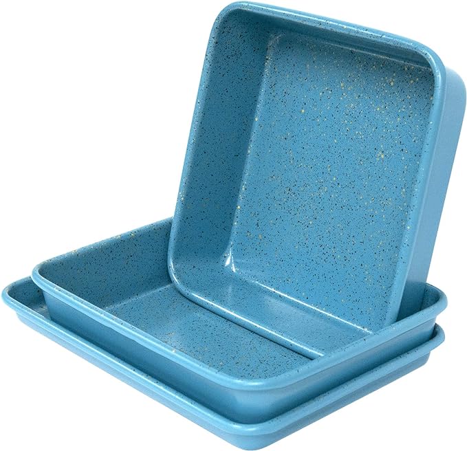 casaWare 3pc Ultimate Series Commercial Weight Toaster Oven Bakeware Set (Blue Granite)