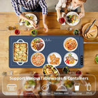OcePor (XXL 36"x16") Food Warming Mat, Electric Warming Tray,Foldable Food Warmer for Parties, Buffets, Family Gatherings, Holiday & Sabbath, Child Lock, Heating Mat for Food, (Blue)