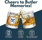 Greenline Goods – University of Butler Bulldogs College Whiskey Glasses (Set of 2), 10 oz – Full-Color Logo + Campus Map