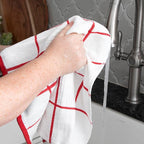 T-FAL Solid & Checked Parquet Kitchen Towels: Highly Absorbent, Super Soft Long Lasting - 100% Cotton, 16"x26" Dish Towels for Cleaning & Drying Dishes, Pans, Glassware, or Countertops, (2-Pack), Red
