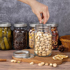 WELLIFE Wide Mouth Mason Jars, 9 Pack Mason Jars 32 oz for Pickling, Canning, Fermenting and Food Storage, Microwave & Dishwasher Safe