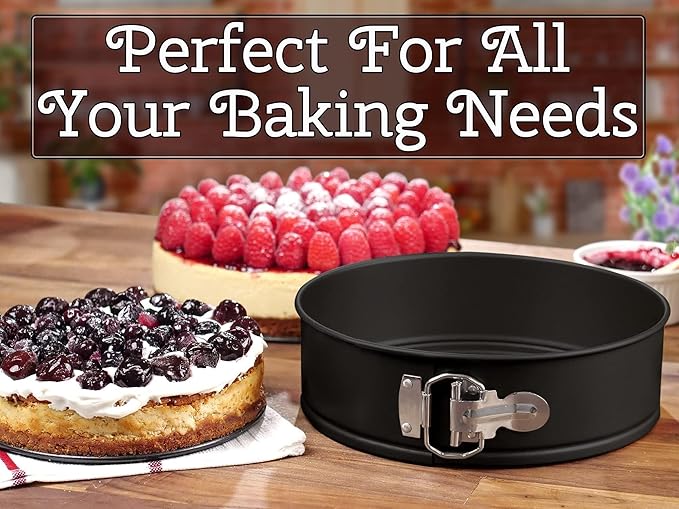 Zulay Kitchen 7-Inch Non-stick Cheesecake Pan -Leakproof Springform Pan with Removable Bottom and Easy Release - Round Cake Pan for Baking Cheesecake, Deep Dish Pizza (Black)