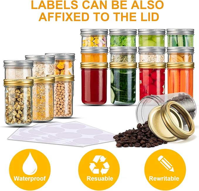 SPANLA Mason Jars 8 oz, 24 Pack Canning jars 8 oz Jelly Jars With Regular Lids and Bands, Half Pint Glass Jars Ideal for Jam, Honey, Wedding Favors, Shower Favors