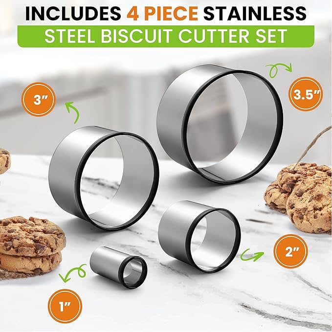 Spring Chef Large Dough Blender & Biscuit Cutter Set, Heavy Duty Stainless Steel Professional Pastry Cutter, Soft Grip, Black