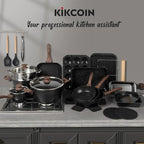 Kikcoin Pots and Pans Set Non Stick 31 Piece Kitchen Nonstick Cooking Cookware Sets with Grill Pan Saucepan Baking Sheet Utensil