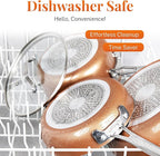 GOTHAM STEEL 10 Pc Copper Pots and Pans Set Non Stick Cookware Sets with Kitchen Utensils, Induction Ready, Non Toxic PFOA PFOS Free, Nesting Design for 50% Space Saving, Oven and Dishwasher Safe