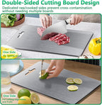 Titanium Cutting Boards for Kitchen [Set of 3], Double Sided Pure Titanium Cutting Board | Easy to Clean | Dishwasher Safe | Food-Grade Raw & Cooked Foods or Outdoor Camping Chopping Board