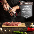 Home EC Original Copper Salt and Pepper Grinder Set of 2 - Adjustable Ceramic Grinder - Glass Salt and Pepper Shakers With Funnel and Ebook - Kitchen Spice Mill - Copper Kitchen Accessories