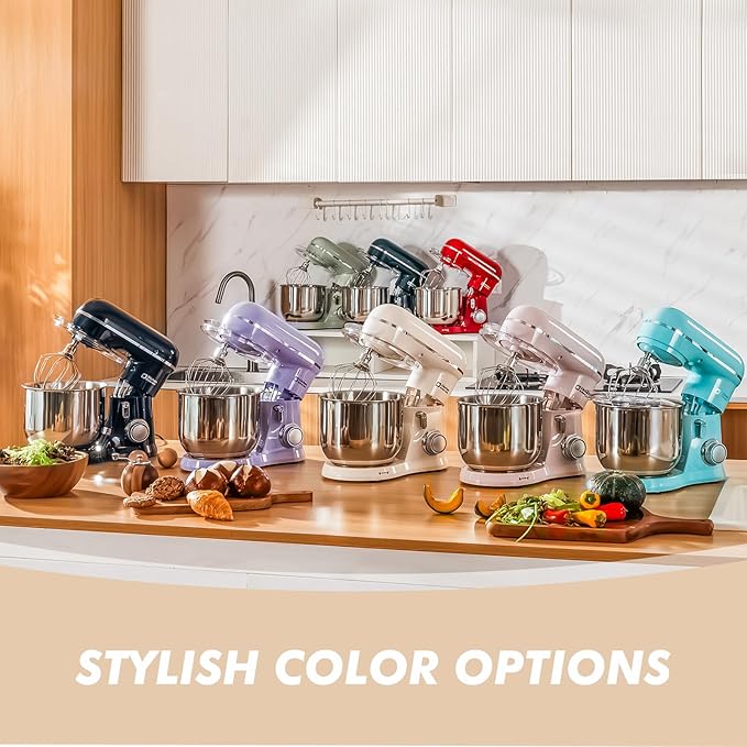 Kitchen in the Box Stand Mixer, 3.5 QT Small Kitchen Electric Stand Mixers, 10-Speed Portable Lightweight Dough Mixer for Daily Use with Egg Whisk, Dough Hook, Beater (Cream White)