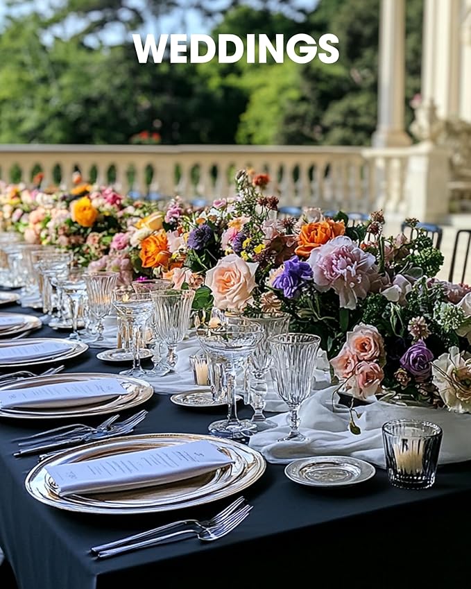 Pureegg Rectangle Table Cloth 60" x 84" – Durable Polyester Tablecloth Offers Reusable & Washable Protection, Ideal for Outdoor Party, Picnic, Wedding, Banquet and Birthday, 1 Pack, Black